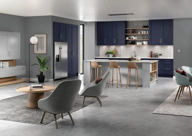 Melrose Kitchen Serica Marine Blue and Light Grey