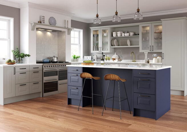 Chatham Kitchen Serica Finish Light Grey and Marine Blue