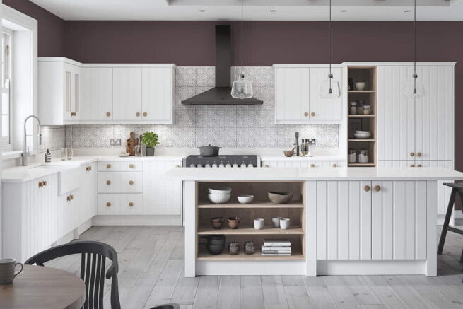 Pembrooke Grooved Kitchen Serica White Grey