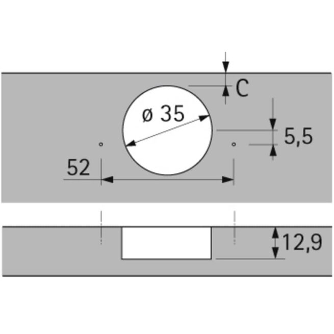 Hettich 9090109 Folding Door Hinges Technical Diagram