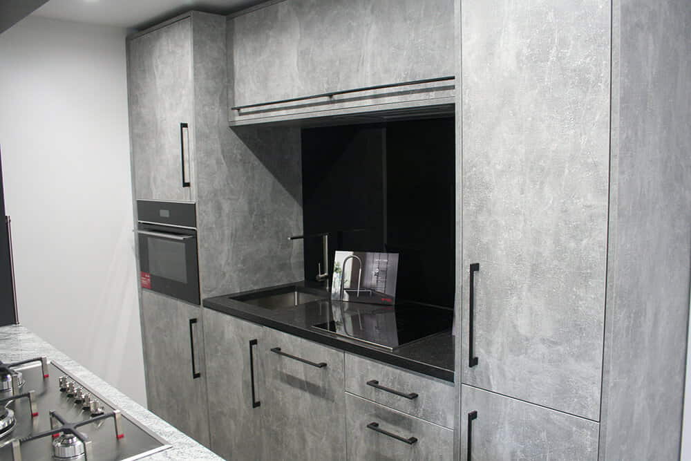 Light Concrete Effect Slab Doors Caple Appliances Showroom