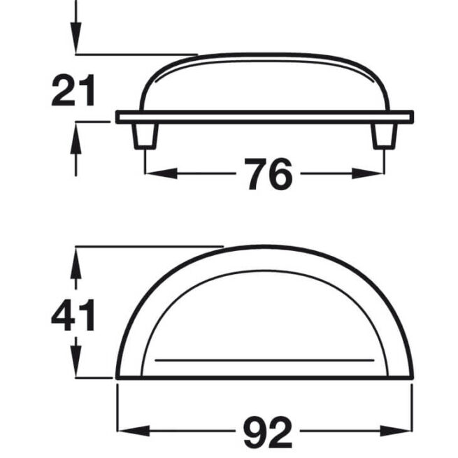 Henrietta Door Cup Handle Dimensions