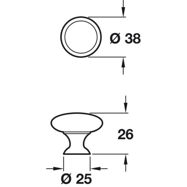 Henrietta Stainless Steel Door Knob Dimensions